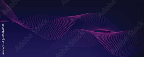 Dark blue abstract background with glowing wave lines. futuristic background Modern concept technology.. Modern purple blue gradient flowing wave lines.