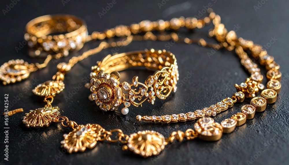 Obraz premium Gold jewelry set with diamonds