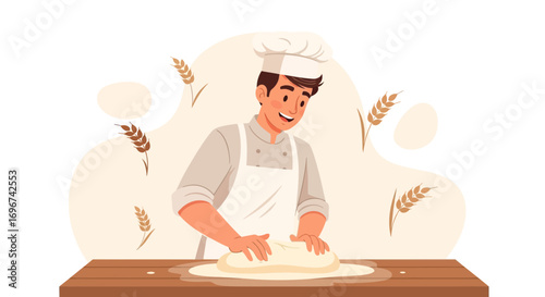 Baker Crafts Bread Dough with Expertise, A Culinary Artistry Showcase