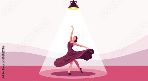 Ballerina Dancing Gracefully Under Spotlight Showcasing Movement And Beauty