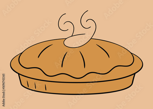 Warm delicious homemade apple pie freshly baked with steam rising from top