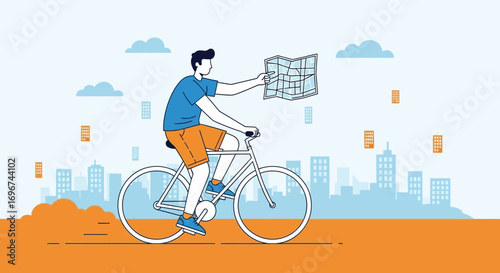 Bicycling Adventure Amidst Cityscape: Exploring a Route Using a Comprehensive Visual Map