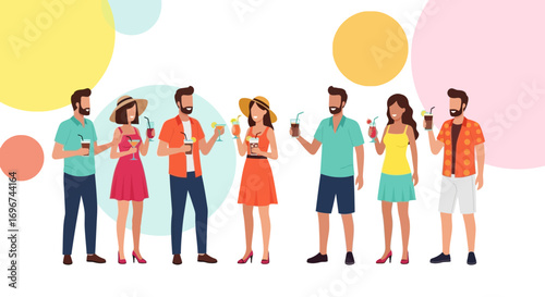 Cheerful Individuals Enjoying Refreshing Cocktails During Leisurely Outdoor Gathering