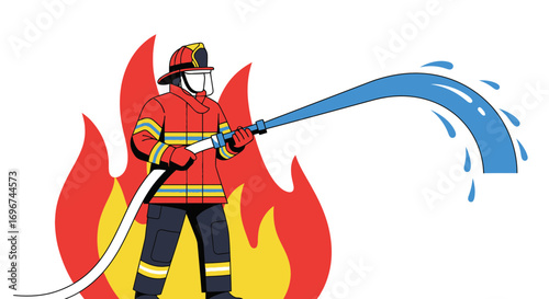 Brave Firefighter Extinguishes Flames With Powerful Water Stream To Save Lives
