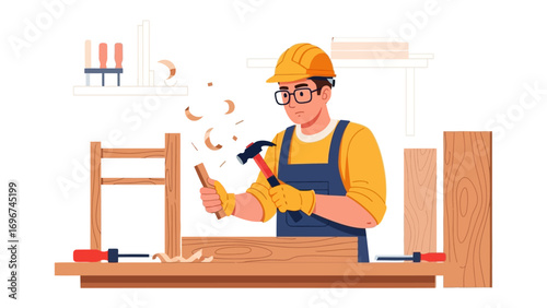 Crafting Dreams: A skilled carpenter, meticulously shaping wood with tools and care, embodies the dedication and precision that crafts quality woodwork.