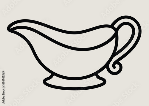 Classic gravy boat line art minimalist drawing simple elegant kitchenware design