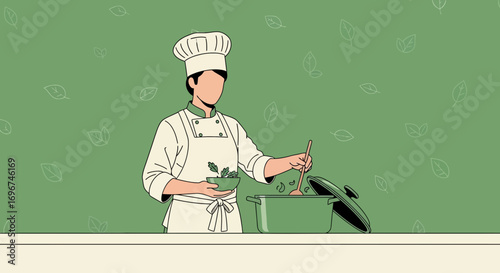 Chef In Kitchen Preparing Delicious Meal With Fresh Ingredients For Cooking And Lifestyle