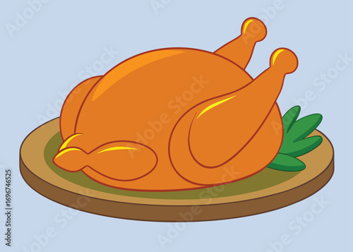 Deliciously roasted whole chicken golden brown crispy skin on wooden platter