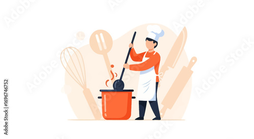 Chef Preparing Delicious Dish Concept Vector Illustration For Your Product Marketing