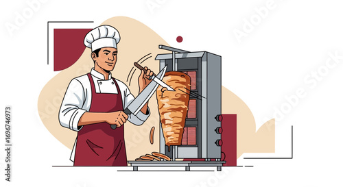 Chef Preparing Delicious Shawarma, A Culinary Revelation Depicting Food Preparation Excellence