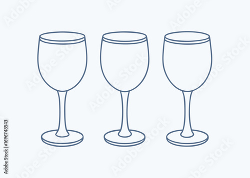 Three delicate hand drawn wine glass sketches presenting a tasting experience