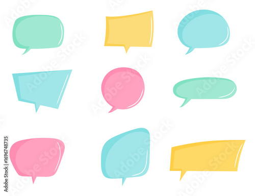 Doodle speech bubble set. Hand drawn chat clouds isolated on white background. Communication design concept.