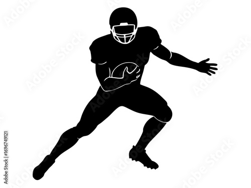 American Football player black silhouette vector