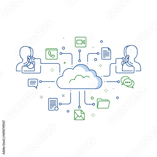 Cloud Computing Technology With Communication Icons