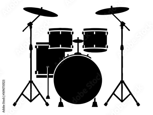 Drum kit   black silhouette vector,Drum kit  set icon