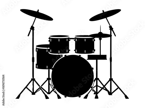 Drum kit   black silhouette vector,Drum kit  set icon