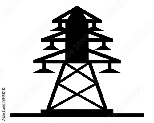 Electrical Transmission Tower  black silhouette vector,Electrical Tower icon
