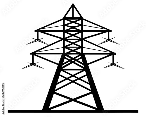 Electrical Transmission Tower  black silhouette vector,Electrical Tower icon