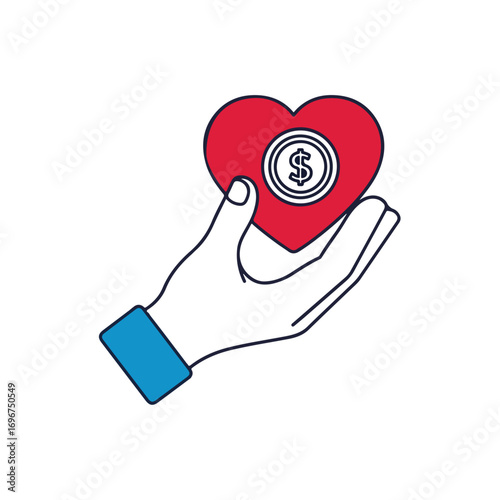 Hand Holding Heart With Dollar Symbol Inside
