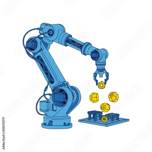 Industrial Robot Arm Automation Illustration Vector