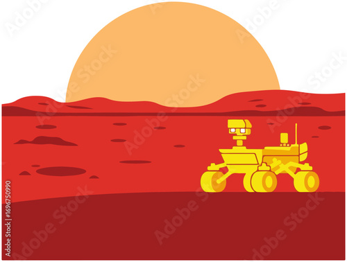 Mars Exploration Rover on Surface Illustration