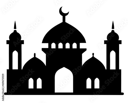 islamic mosque simple   silhouette vector,arabic mosque icon