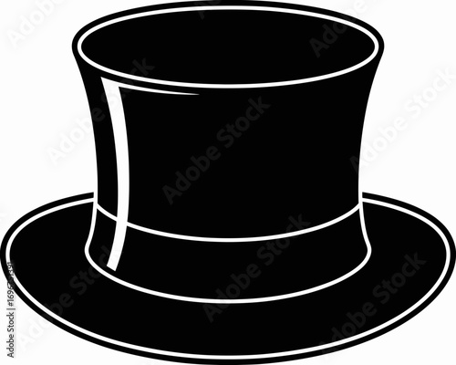 Classic black top hat silhouette vector illustration scalable graphic design for elegant formal events and magic shows