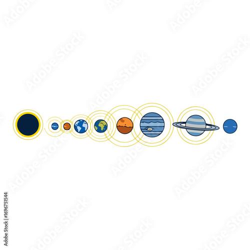 Simple Planets Solar System Vector Illustration