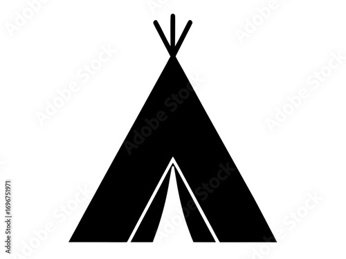 teepee  black silhouette vector, camping teepee icon