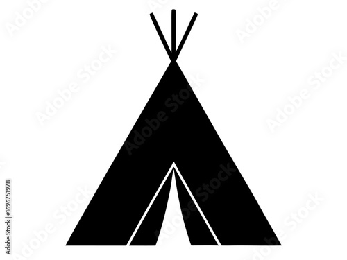 teepee  black silhouette vector, camping teepee icon