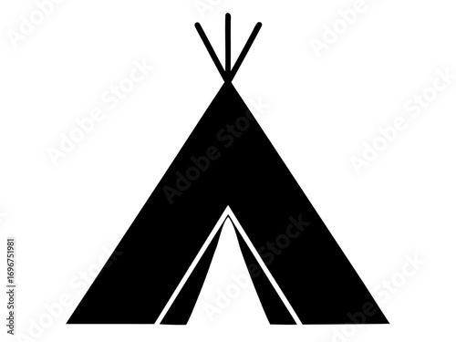 teepee  black silhouette vector, camping teepee icon