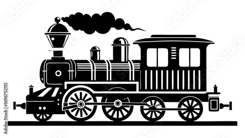 Vintage steam train simple  silhouette vector, steam train icon 