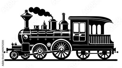 Vintage steam train simple  silhouette vector, steam train icon 