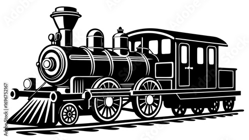Vintage steam train simple  silhouette vector, steam train icon 