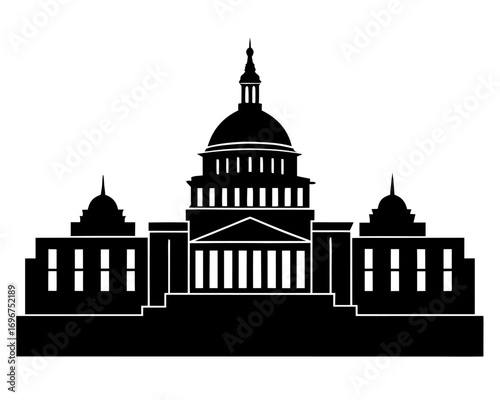 Washington Capitol building skyline  black silhouette vector