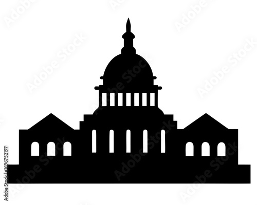 Washington Capitol building skyline  black silhouette vector