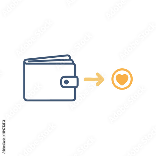 Wallet to Heart Minimalist Vector Illustration
