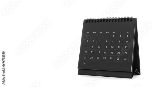 Black desk calendar on a white background