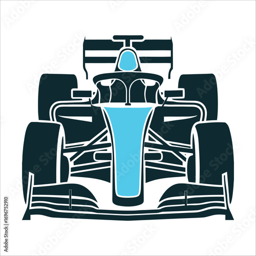 Sleek F1 Race Car Silhouette Vector Illustration F1 Race Car Side View Sleek aerodynamic silhouette