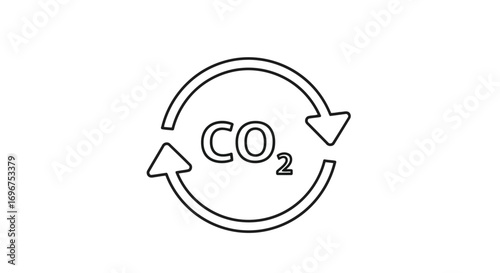 Vector illustration of carbon dioxide cycle, co2 emissions reduction
