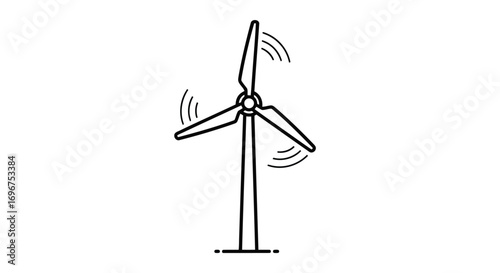 Vector illustration of wind turbine, renewable energy source concept