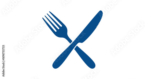 Vector illustration of crossed fork and knife, a symbol of restaurant
