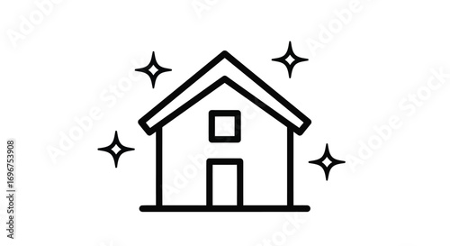 Vector illustration of clean house icon, sparkling and well maintained