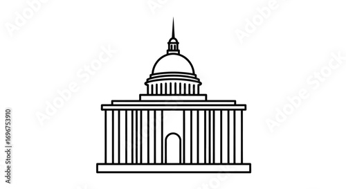 Vector illustration of illustration of a government building, line art
