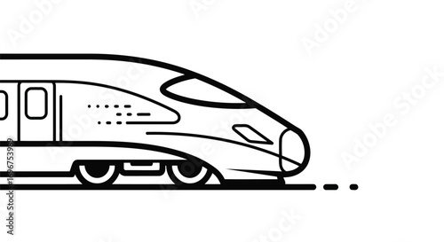 Vector illustration of highspeed train line art for transportation theme
