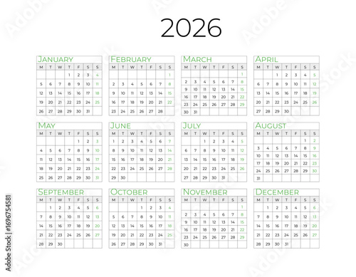 Calendar For 2026 Year Starts On Sunday