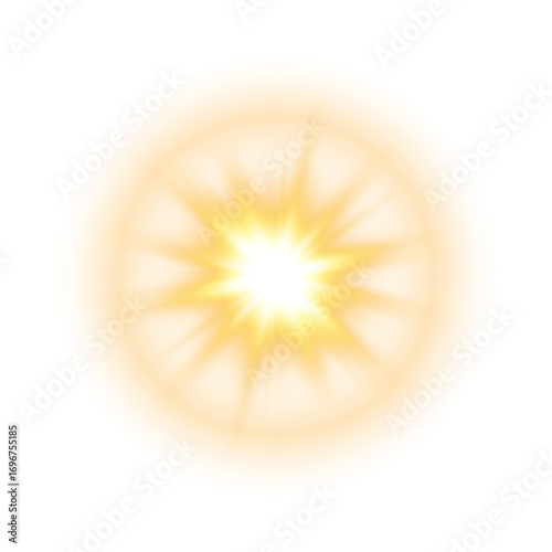 Gold Star Light Sparkle. Glowing Flare Effect and Shimmer Shine Glow Elements
