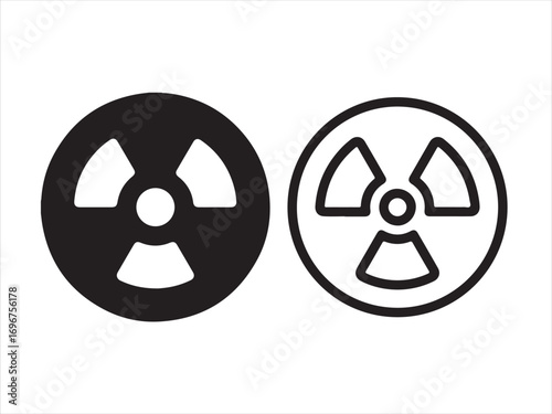 Radiation hazard symbol in black and white isolated on white background
