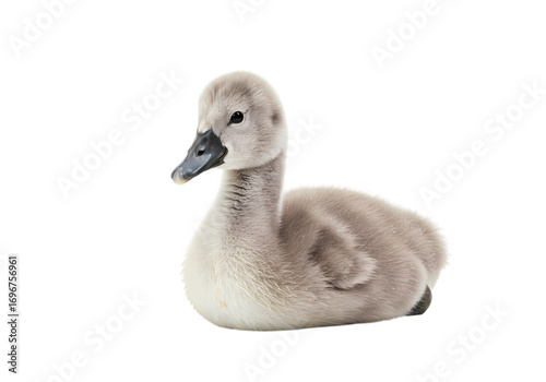 Grey Cygnet A Studio Portrait of a Young Swan isolated on transparent background
