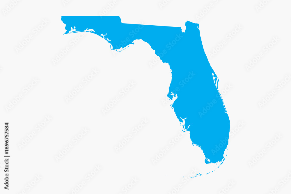 Obraz premium Vector graphic artwork suitable for print and web containing flat detailed map of FLORIDA